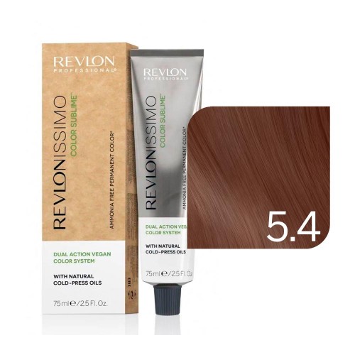 Краска тон 5-4 Revlon Professional Revlonissimo Color Sublime Vegan 75 мл Ревлон Профессионал Ревлониссимо колор сублим веган для окрашивания волос