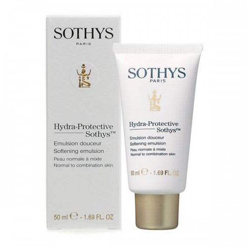 Смягчающая эмульсия с экстрактом чапареля Sothys Regular Care Hydra-protective Line Softening Emulsion для жирной кожи лица и шеи 50 мл.