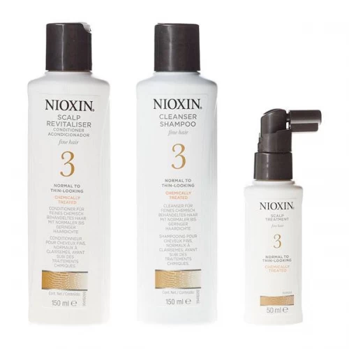 Набор "3-Ступенчатая система" Nioxin Hair System Kit 3 для ухода за тонкими, химически обработанными волосами 150 мл.+150 мл.+50 мл.