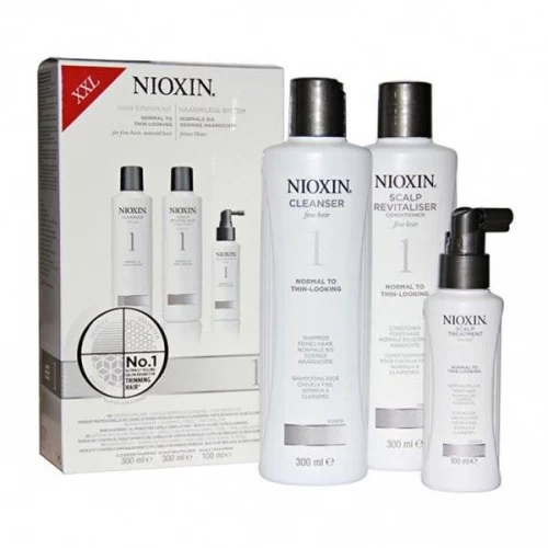 Набор "3-Ступенчатая система" Nioxin Hair System Kit 1 XXL для ухода за тонкими, натуральными волосами 300 мл.+300 мл.+100 мл.