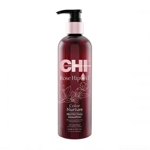 Шампунь с маслом розы и кератином CHI Rose Hip Oil Color Nurture Protecting Shampoo для окрашенных волос 340 мл.
